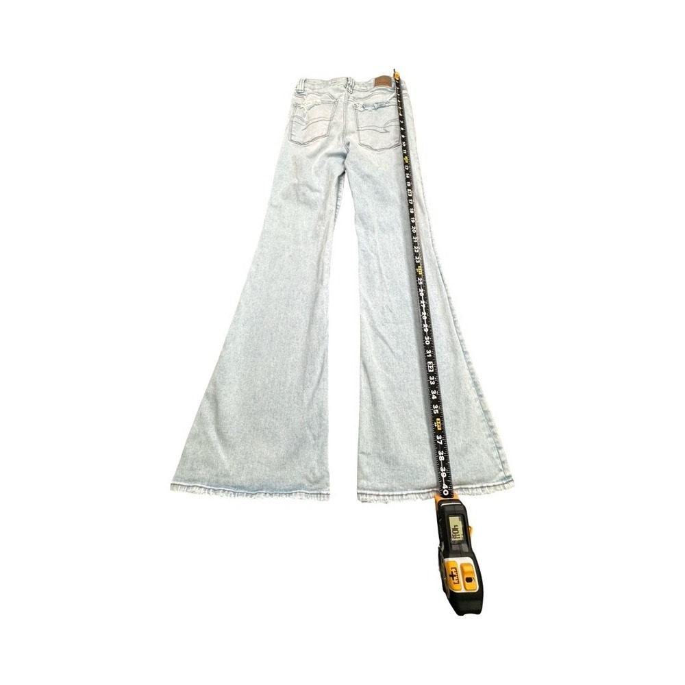 American Eagle Jeans Womens 6 Light Blue Super Hi-Rise Flare Button Fly Stretch - Picture 12 of 13